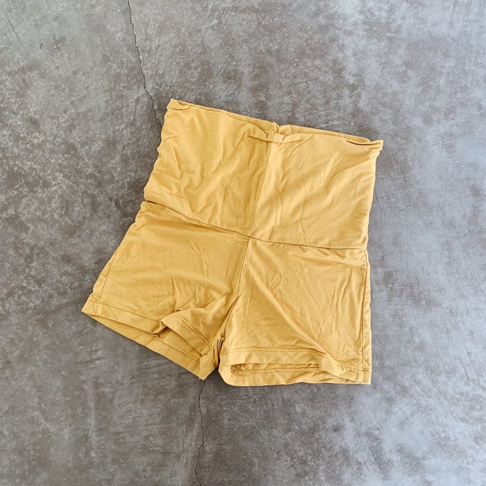 High waist jersey yoga shorts - mustard